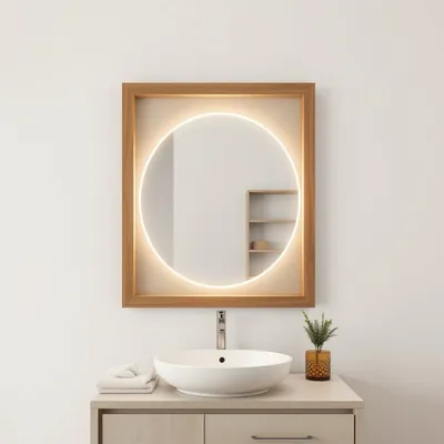 Espejo con luz de inspiración mediterránea Aitana — Roblería