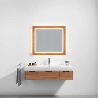 Espejo rectangular de roble macizo Bidasoa — Almadén