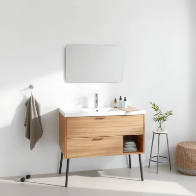Mueble de lavabo en chapa natural Nervión — Encina Roja
