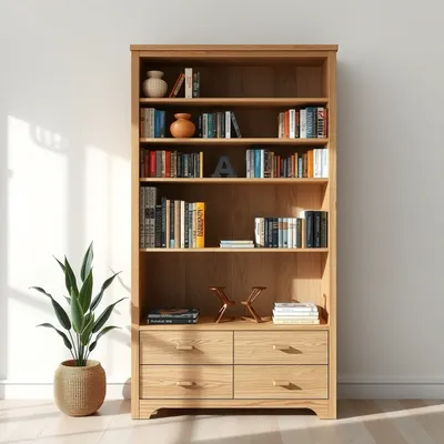 Librería alta en madera de haya Miño — Almadén