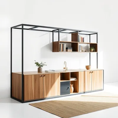 Estantería modular con estructura metálica Nervión — Taller Duero