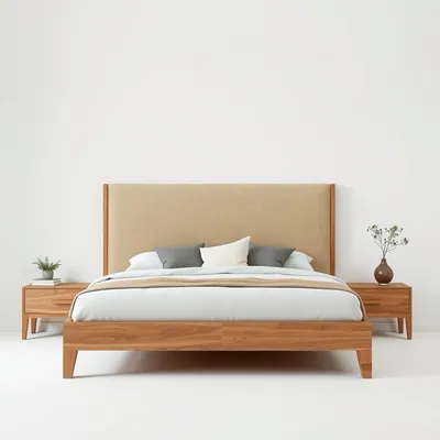 Cabecero tapizado en madera de haya Tajo — Roblería