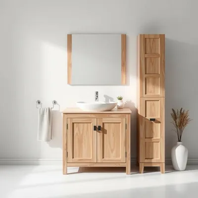 Mueble de lavabo de roble macizo Gredos — Nogalt