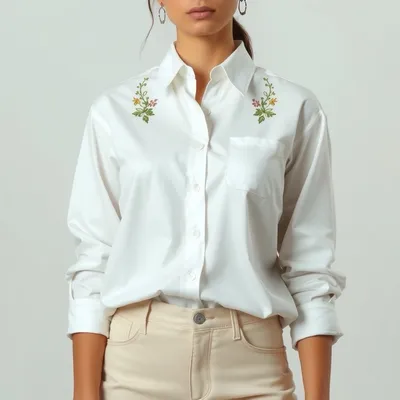 Camisa de popelín con detalle bordado Comillas — Mistral & Co