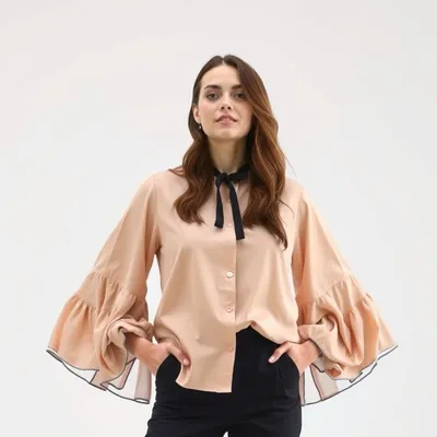 Blusa satinada de lana merina Baeza — Hispalis