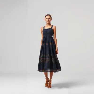 Vestido midi de algodón orgánico Alquézar — Garbo
