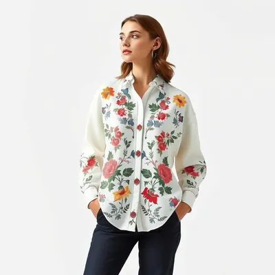 Camisa oversize con estampado floral Comillas — Garbo