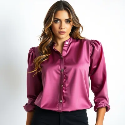 Blusa satinada en tejido técnico Olite — Índigo Norte