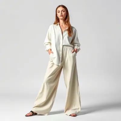 Pantalón wide leg con acabado lavado Cudillero — Bruma