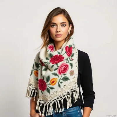 Chal de punto con estampado floral Almagro — Jaraíz