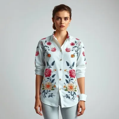 Camisa de franela con estampado floral Deià — Garbo