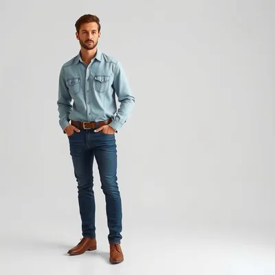 Vaquero slim con acabado lavado Comillas — Bruma