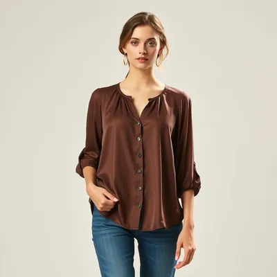Blusa satinada de gasa Begur — Alondra