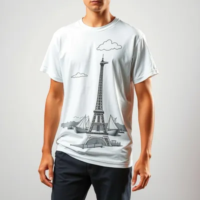 Camiseta ilustrada en tejido reciclado Llanes — Índigo Norte