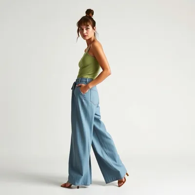 Pantalón wide leg con acabado lavado Laguardia — Costalta