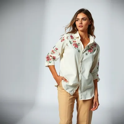 Vaquero elástico con estampado floral Deià — Levante Club