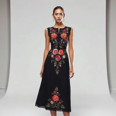 Vestido de punto con estampado floral Alquézar — Hispalis