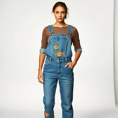 Peto vaquero con estampado floral Vejer — Fábula
