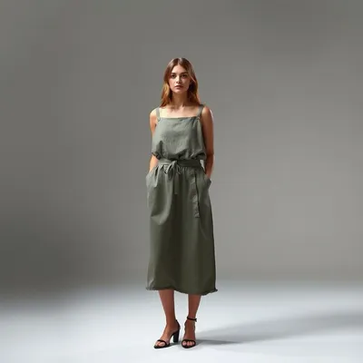 Vestido camisero en tejido técnico Llanes — Encinar