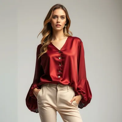 Blusa satinada con acabado lavado Zahara — Jaraíz