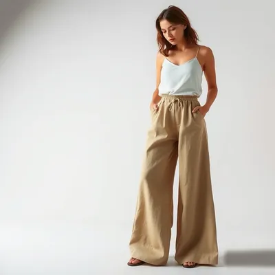 Pantalón wide leg en tejido reciclado Ribadeo — Levante Club