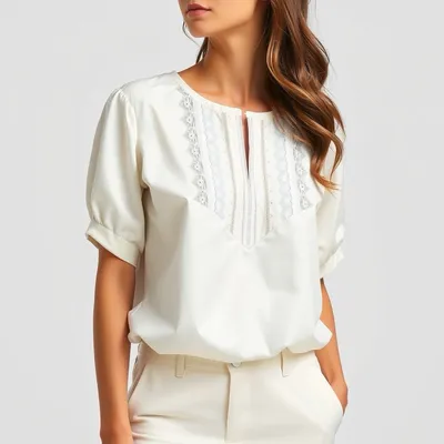 Blusa satinada con detalle bordado Setenil — Fábula