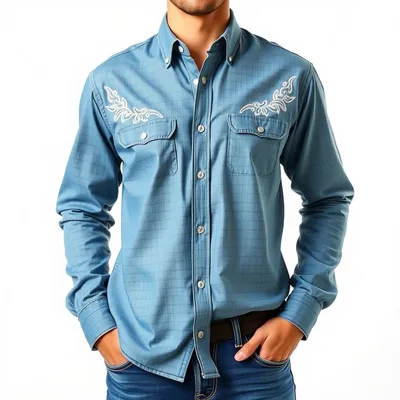 Camisa vaquera con detalle bordado Setenil — Hispalis