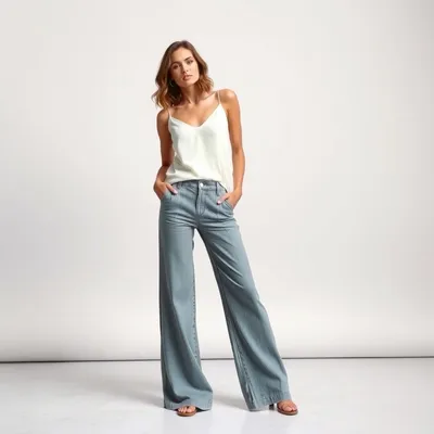 Pantalón wide leg de gasa Pedraza — Hispalis