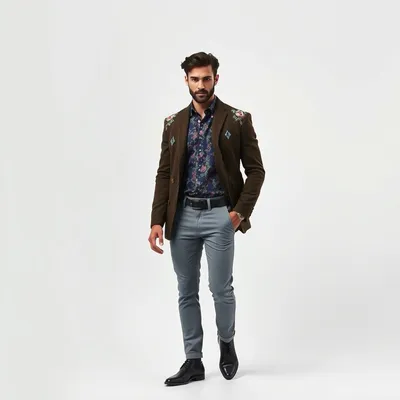 Vaquero slim con estampado floral Begur — Encinar