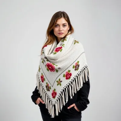 Chal de punto con estampado floral Zahara — Encinar
