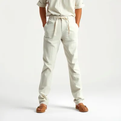 Pantalón recto de lino lavado Combarro