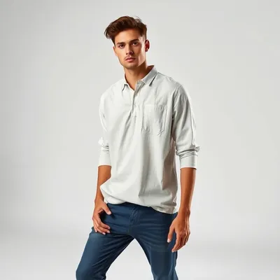 Camiseta de manga larga de lino lavado Pedraza — Bruma