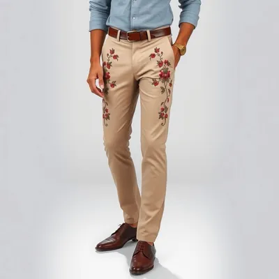 Pantalón chino con estampado floral Begur — Encinar