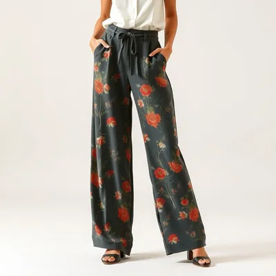 Pantalón wide leg con estampado floral Combarro — Mistral & Co