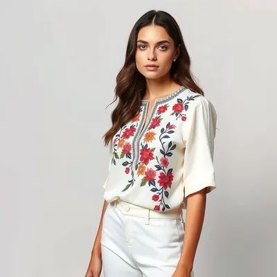 Blusa satinada con estampado floral Setenil — Encinar