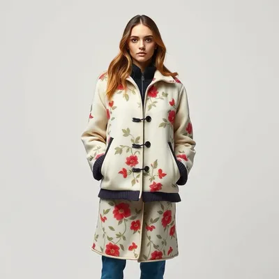 Abrigo de paño con estampado floral Sepúlveda — Fábula