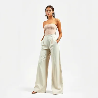 Pantalón wide leg de canalé Lastres — Encinar