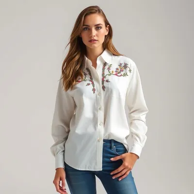 Camisa vaquera con detalle bordado Pedraza
