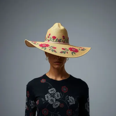 Sombrero de fieltro con estampado floral Vejer — Alondra