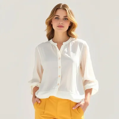 Blusa fluida de algodón peinado Peñíscola — Jaraíz