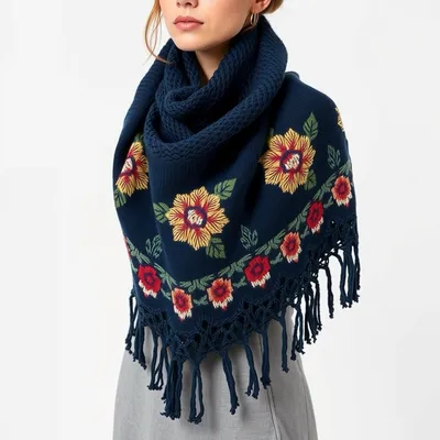 Chal de punto con estampado floral Mojácar — Garbo