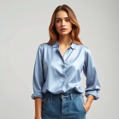 Blusa satinada en tejido elástico Llanes — Índigo Norte