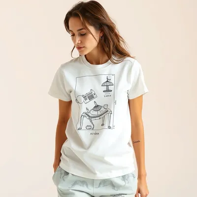 Camiseta ilustrada en tejido reciclado Getaria — Índigo Norte