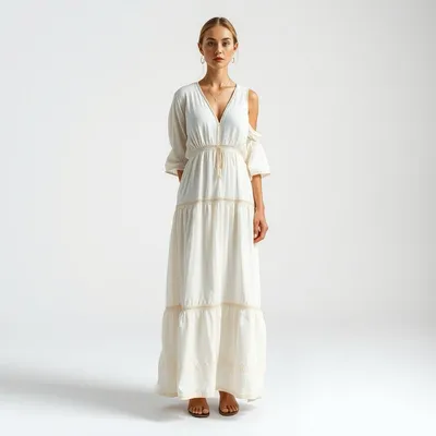 Vestido largo de algodón orgánico Vejer — Costalta